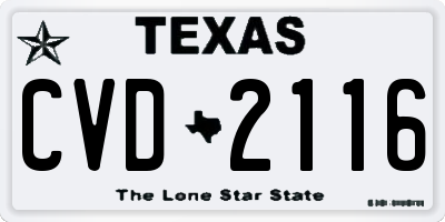 TX license plate CVD2116