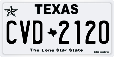 TX license plate CVD2120