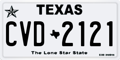 TX license plate CVD2121