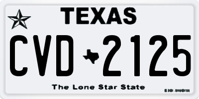 TX license plate CVD2125