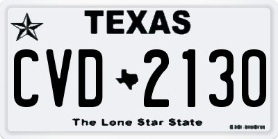 TX license plate CVD2130