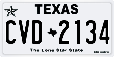 TX license plate CVD2134