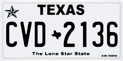 TX license plate CVD2136