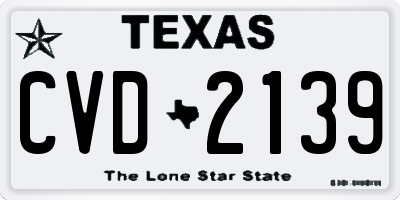 TX license plate CVD2139