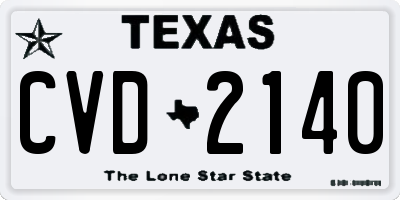 TX license plate CVD2140