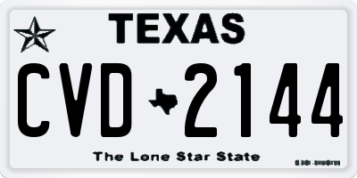 TX license plate CVD2144