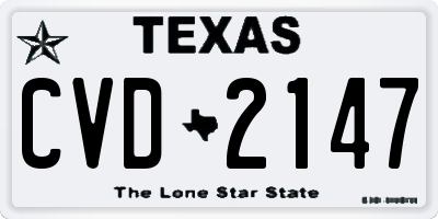 TX license plate CVD2147