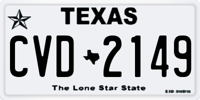 TX license plate CVD2149