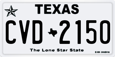 TX license plate CVD2150