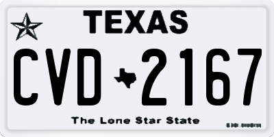 TX license plate CVD2167
