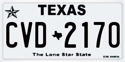 TX license plate CVD2170