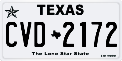 TX license plate CVD2172