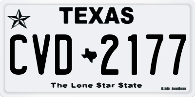 TX license plate CVD2177