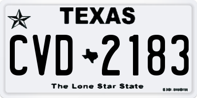 TX license plate CVD2183