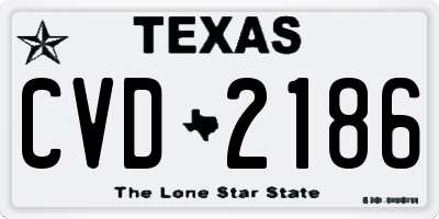 TX license plate CVD2186