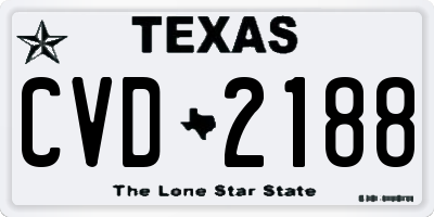 TX license plate CVD2188