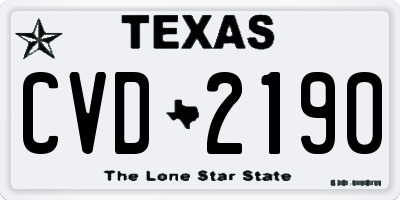TX license plate CVD2190