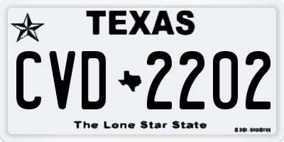 TX license plate CVD2202
