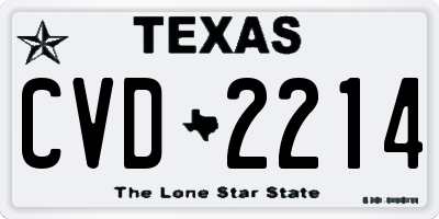 TX license plate CVD2214