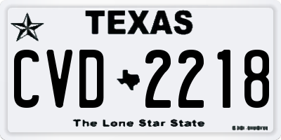 TX license plate CVD2218