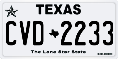TX license plate CVD2233
