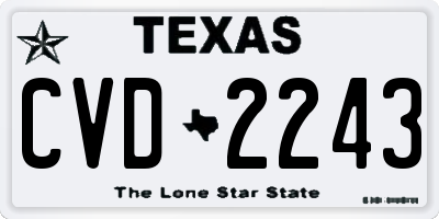 TX license plate CVD2243