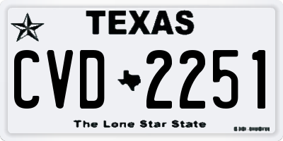 TX license plate CVD2251