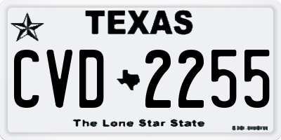 TX license plate CVD2255