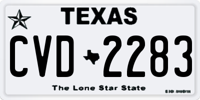 TX license plate CVD2283