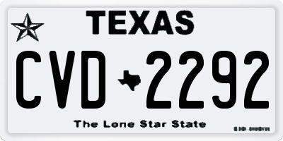 TX license plate CVD2292