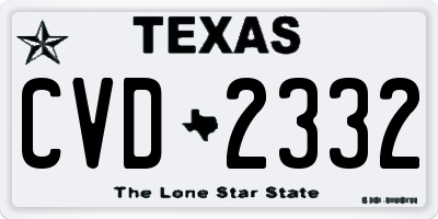 TX license plate CVD2332