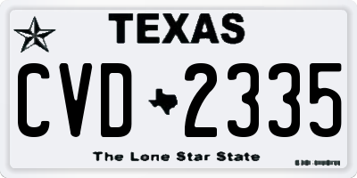 TX license plate CVD2335