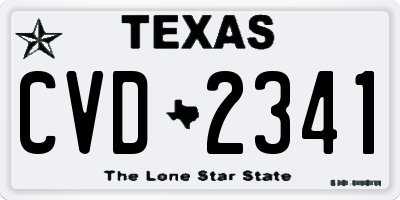 TX license plate CVD2341
