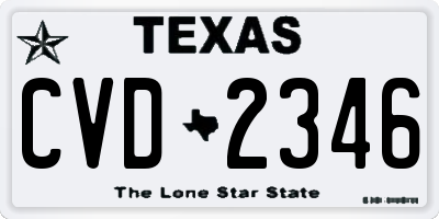 TX license plate CVD2346