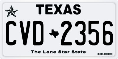 TX license plate CVD2356