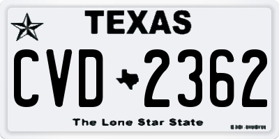 TX license plate CVD2362