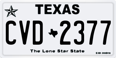 TX license plate CVD2377