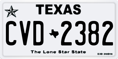 TX license plate CVD2382