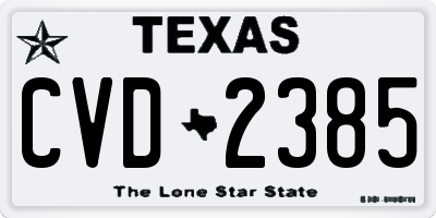 TX license plate CVD2385