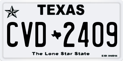 TX license plate CVD2409