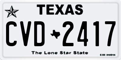 TX license plate CVD2417