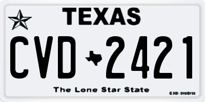 TX license plate CVD2421
