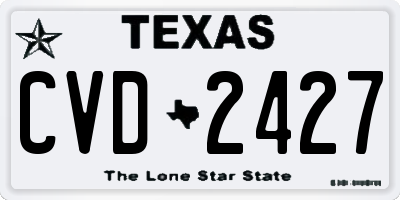 TX license plate CVD2427