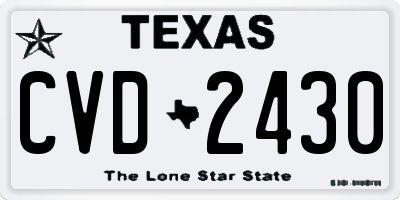 TX license plate CVD2430