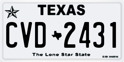 TX license plate CVD2431