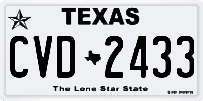 TX license plate CVD2433