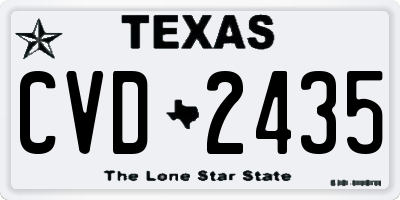 TX license plate CVD2435