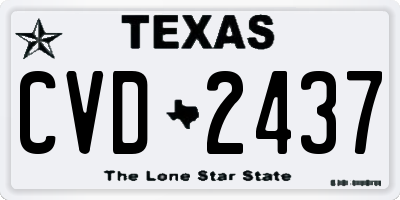 TX license plate CVD2437