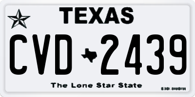 TX license plate CVD2439