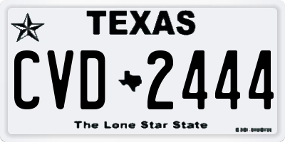 TX license plate CVD2444